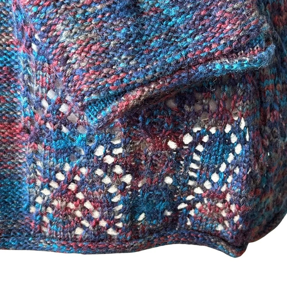 NWT North River Outfitters Cottagecore Cowl Neck Boho Crochet Sweater - M - Blue